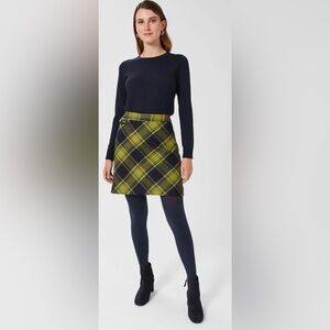NEW HOBBS | Arianne Wool Skirt Green‎ Navy Plaid Sz 10